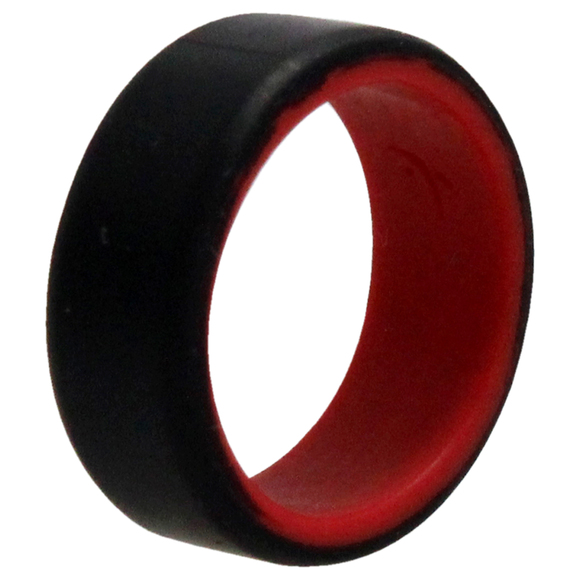 Silicone Wedding 2Layer Beveled 8mm Ring - Red-Black by ROQ for Men - 8 mm Ring - Picture 1 of 1